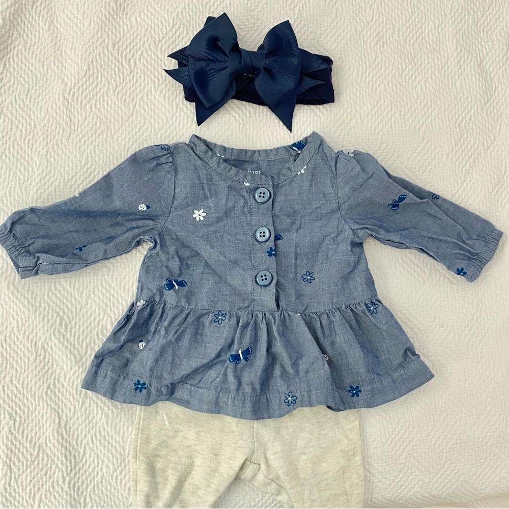 Carter’s Denim Long Sleeve Shirt Outfit Set